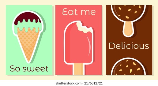 Ice cream shop banner set.