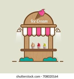 ice cream shop building vector Illustration.