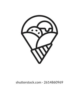 Ice Cream Shop Crepe Outline Icon Vector Illustration