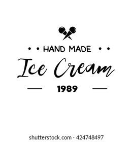Ice Cream shop Design Labels. Vector Illustration. Retro design element. Vintage Emblem Creamery. Ice Cream and Frozen Yogurt Logos. Summer badges.