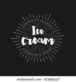 Ice Cream shop Design Labels. Vector Illustration. Retro design element. Vintage Emblem Creamery. Ice Cream and Frozen Yogurt Logos. Summer badges.