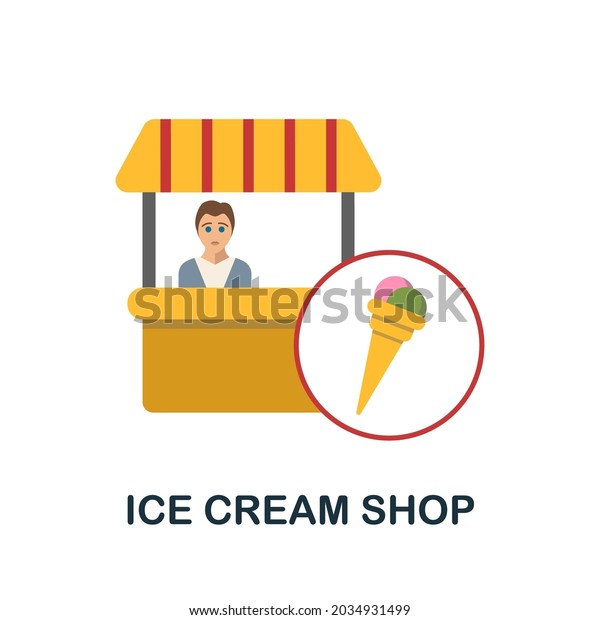 Ice Cream Shop flat icon. Colored\
sign from small business collection. Creative Ice Cream Shop icon\
illustration for web design, infographics and\
more