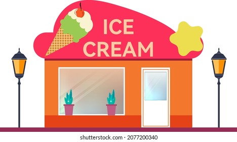 Ice cream shop icon vector flat shop