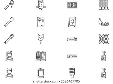 Ice cream shop icons collection is a vector illustration with editable stroke.