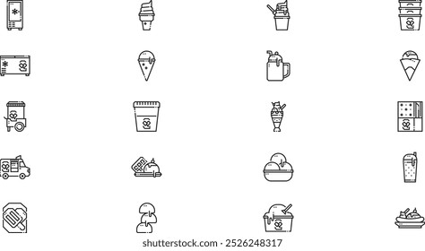 Ice cream shop icons High-Quality Vector Icons Collection with Editable Stroke. Ideal for Professional and Creative Projects.