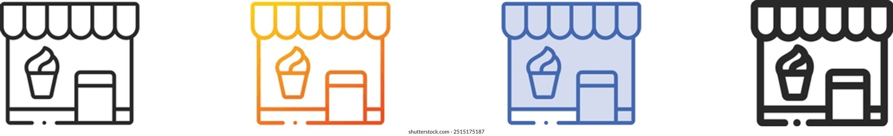 ice cream shop icon.Thin Linear, Gradient, Blue Stroke and bold Style Design Isolated On White Background