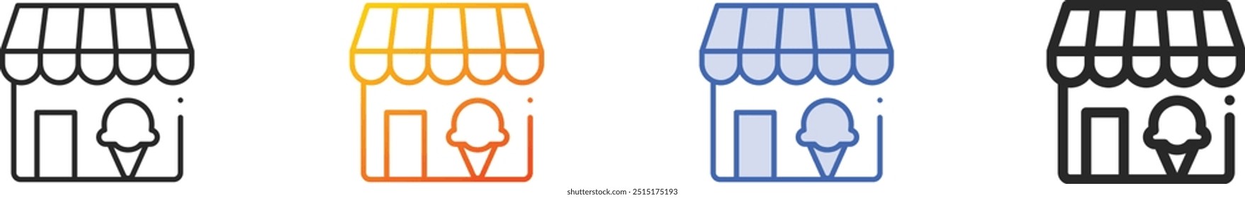 ice cream shop icon.Thin Linear, Gradient, Blue Stroke and bold Style Design Isolated On White Background