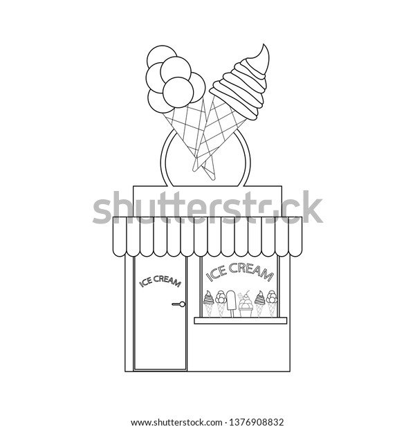 Ice cream shop\
illustration outline