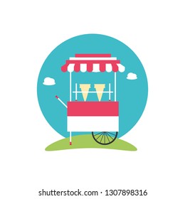 ice cream shop kiosk isolated icon