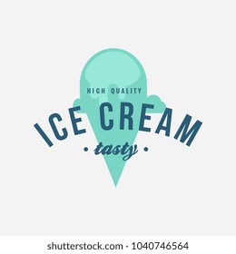 Ice cream shop label, logotype and design element. Vintage different ice cream element. Cold desserts and ice cream object. Vector element for design. Ice cream silhouette.
