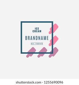 Ice cream shop label, logotype and design element. Vintage different ice cream element. Cold desserts and ice cream object. Vector element for design. Ice cream silhouette.