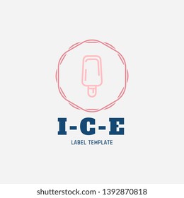 Ice cream shop label, logotype and design element. Vintage different ice cream element. Cold desserts and ice cream object. Vector element for design. Ice cream silhouette.