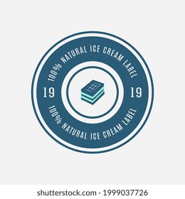 Ice cream shop label, logotype and design element. Vintage different ice cream element. Cold desserts and ice cream object. Vector element for design. Ice cream silhouette.