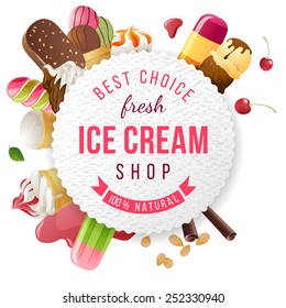 Ice cream shop label with type design 