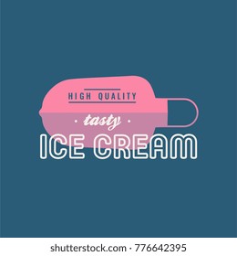 Ice cream shop labels, logotypes and design elements. Vintage different ice cream elements. Cold desserts and ice cream objects. Vector elements for design. Ice cream silhouettes.