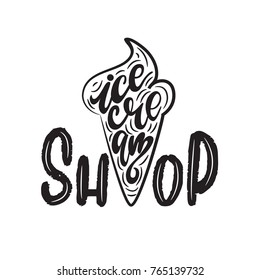 Ice Cream Shop Lettering Logo Design. Vector illustration.