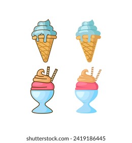 Ice cream shop logo badges and labels, gelateria signs. logotypes for cafeteria or bar.