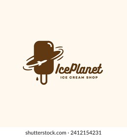 Ice cream shop logo design template. Vector illustration.