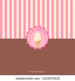 Ice cream shop logo with pastel background. Vector illustration