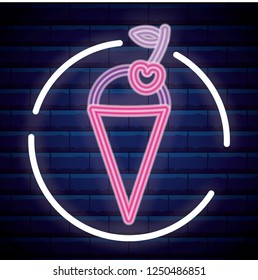 ice cream shop neon light label