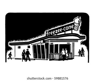 Ice Cream Shop - Retro Clip Art