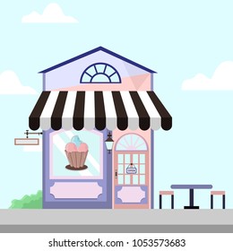 Ice Cream Shop Store Front Building Background Illustration Design