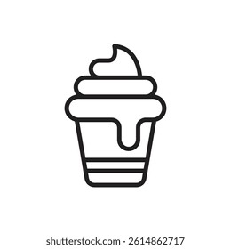 Ice Cream Shop Sundae Outline Icon Vector Illustration