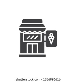 Ice cream shop vector icon. filled flat sign for mobile concept and web design. Ice cream restaurant building glyph icon. Symbol, logo illustration. Vector graphics