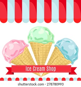 Ice cream shop vector set