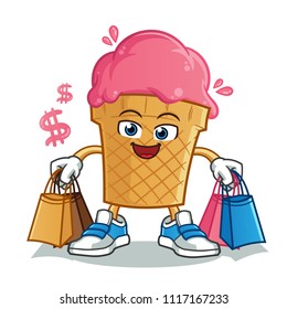 ice cream shopping vector cartoon illustration