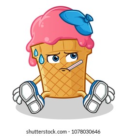 ice cream sick mascot vector cartoon illustration
