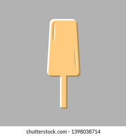 Ice Cream sign. Emboss effect with light orange icon on gray background.