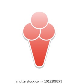 Ice cream sign illustration. Vector. Reddish icon with white and gray shadow on white background. Isolated.