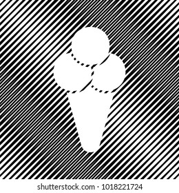 Ice cream sign illustration. Vector. Icon. Hole in moire background.