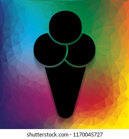 Ice cream sign illustration. Vector. Flat style black icon on white.