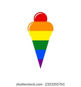 Ice Cream sign. Rainbow gay LGBT rights colored Icon at white Background. Illustration.