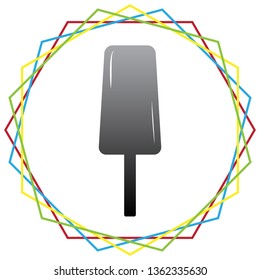 Ice Cream sign. Vector. Black icon with patch of light inside colorful hexagonal frames at white background.