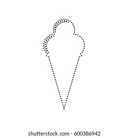 Ice Cream sign. Vector. Black dotted icon on white background. Isolated.
