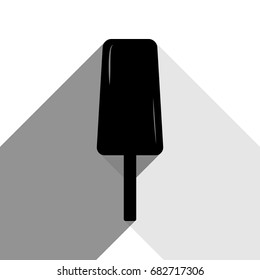 Ice Cream sign. Vector. Black icon with two flat gray shadows on white background.