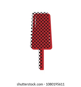 Ice Cream sign. Vector. Brown icon with shifted black circle pattern as duplicate at white background. Isolated.