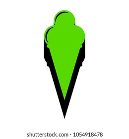 Ice Cream sign. Vector. Green 3d icon with black side on white background. Isolated.