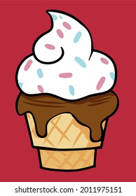 Ice Cream Sign Vector, Ice  Cream Icon, Ice Cream Illustration. Perfect for Logo, Symbol and Sign.