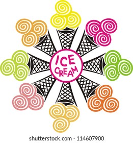 Ice cream sign vector illustration