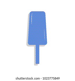 Ice Cream sign. Vector. Neon blue icon with cyclamen polka dots pattern with light gray shadow on white background. Isolated.