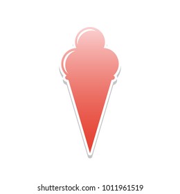 Ice Cream sign. Vector. Reddish icon with white and gray shadow on white background. Isolated.