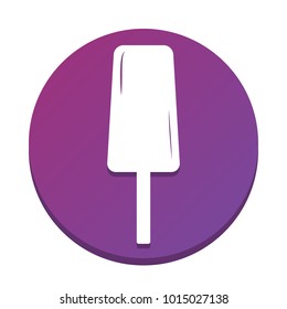 Ice Cream sign. Vector. White icon with flat shadow on purpureus circle at white background. Isolated.