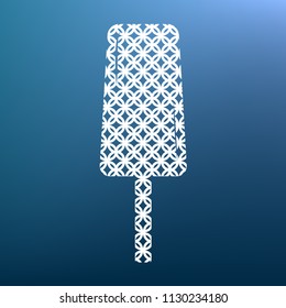 Ice Cream sign. Vector. White textured icon at lapis lazuli gradient background.