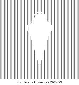Ice Cream sign. Vector. White icon on grayish striped background. Optical illusion.