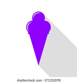 Ice Cream sign. Violet icon with flat style shadow path.