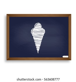 Ice Cream sign. White chalk icon on blue school board with shadow as background. Isolated.